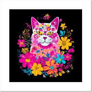 Feline Floral For Cat Lovers Posters and Art